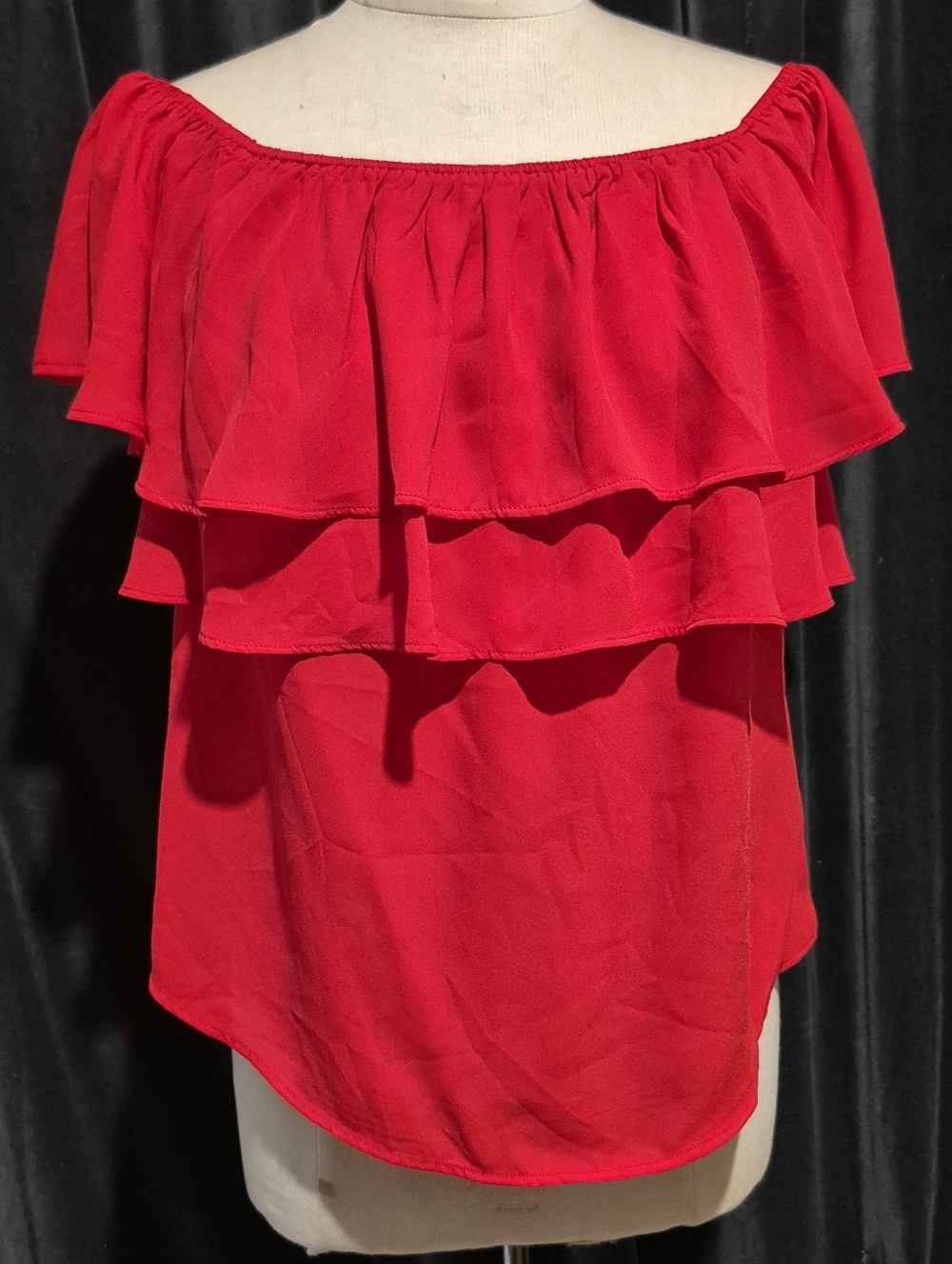 New York & Company Red Off-Shoulder Ruffle Camisole
